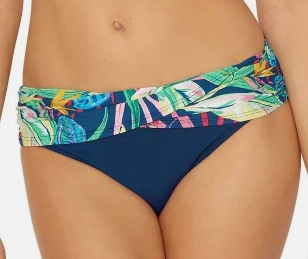 Bleu Rod Beattie Navy It’s A Jungle Out There Sarong Hipster Bikini Bottom 8 NWT
